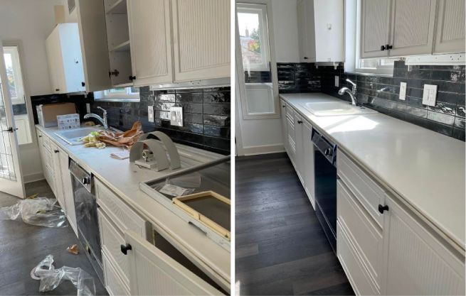 Before and after — regular size kitchen